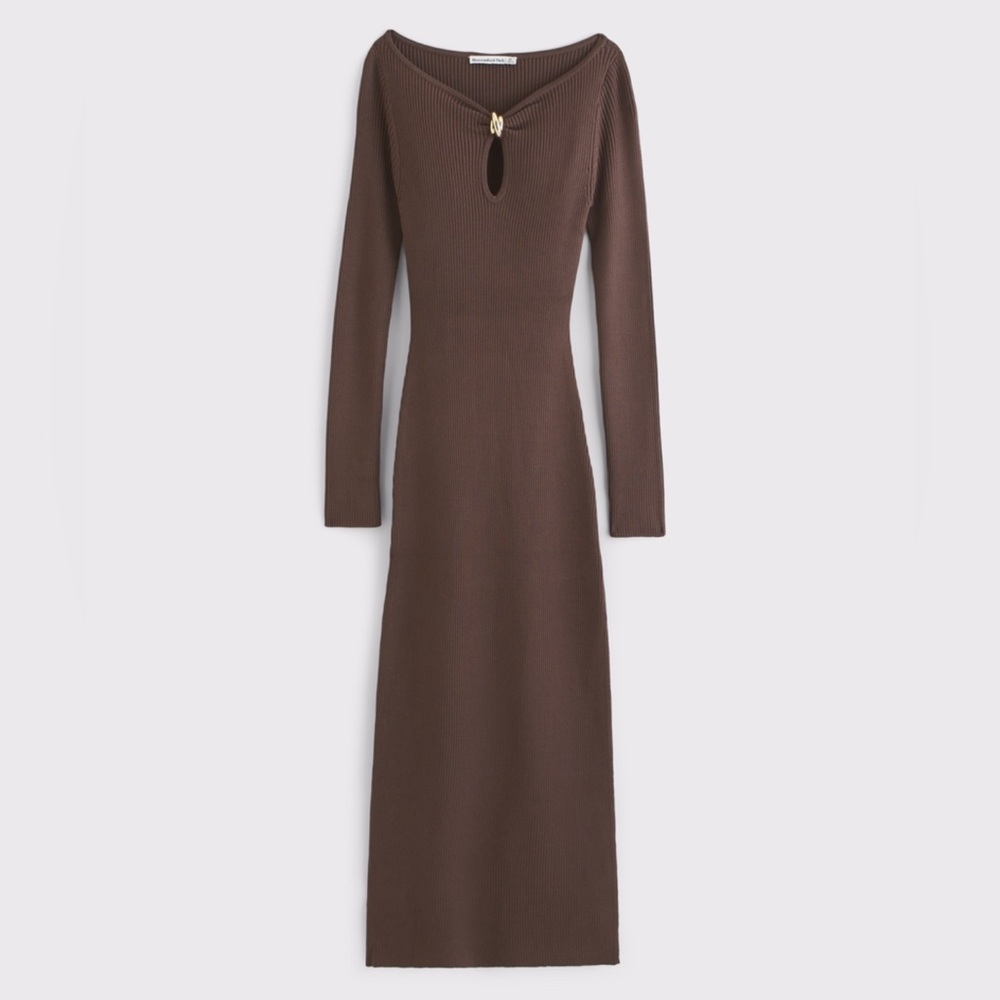 Abercrombie & Fitch Hardware Keyhole Maxi Sweater Dress - Brown - XXS - NWOT